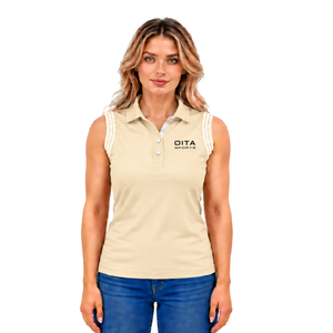 Polo ecuestre sin mangas con cuello de parche para mujer, ajuste ceñido, top de entrenamiento para equitación, personalizado, al por mayor, de alto rendimiento - Product Image 1