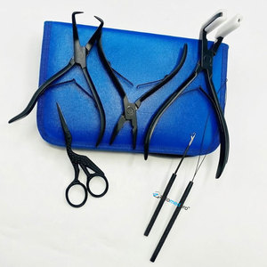 Professional Black Matte Stainless Steel Hair Extension <b>Pliers</b> Kit <b>Set</b> with Custom Logo Including Tape Press <b>Plier</b> - Product Image 5