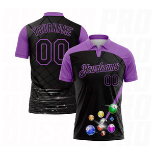 Custom Black Medium Purple Billiard Balls Performance Polo Shirt Embroidery Sublimation Moisture Wicking Golf <b>Bowling</b> Billiards - Product Image 1