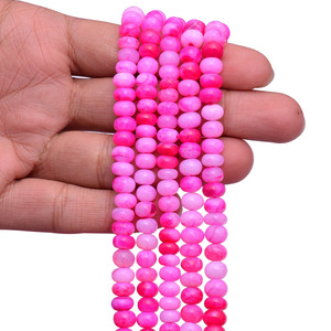 AAA Neon Opal 7mm-8mm Gemstone Rondelle Smooth <b>Beads</b> Natural Hot Pink Opal Semi Precious Gemstone Loose <b>Beads</b> for Jewelry Making - Product Image 3