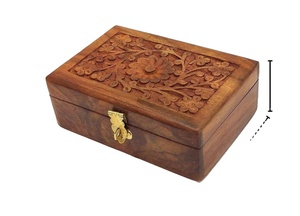 Handcrafted Wooden Rectangle Jewelry <b>Box</b> with Floral Inlay Vintage Carved <b>Keepsake</b> Storage <b>Box</b> for Gifts & Accessories - Product Image 3