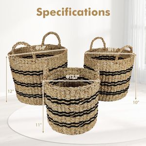 Set di 3 Cesti Portabiancheria Impilabili con Manici, Collezione di Cesti Intrecciati - Product Image 5