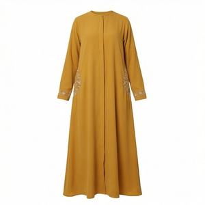 ชุดกิโมโนแบบ OEM ปี 2025 เสื้อคลุมอาบายะ ผ้าโพลีเอสเตอร์เนื้อนุ่ม ยืดหยุ่นสูง หนาขึ้น สำหรับผู้หญิงมุสลิม คอวี แขนยาว เหมาะสำหรับงานปาร์ตี้ รอมฎอน งานแต่งงาน - Product Image 1