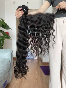 WHLESALE Conjunto de paquete de cabello humano de onda natural con cierre/Paquete de cabello totalmente natural frontal - Product Image 3