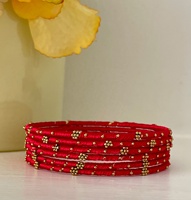 Bracelets de soie à fil de 4 fils avec perles décoratives, en métal et limés, plusieurs couleurs, cadeaux de mariage, bijoux Mehndi pour mariée, 2 pièces