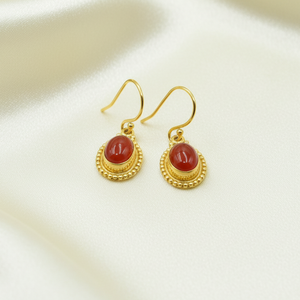 Pure 925 Sterling Silver Floral Pattern Carnelian Gemstone <b>Dangle</b> <b>Earrings</b> Rose <b>Gold</b> & Yellow <b>Gold</b> Plated Handmade Jewelry Her - Product Image 5