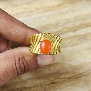 Fashionable 18k Gold Plated Brass <b>Ring</b> Carnelian Vintage Style <b>Statement</b> <b>Ring</b> Hollow Cutout Band <b>Ring</b> Wholesale <b>Ring</b> For Women - Product Image 4