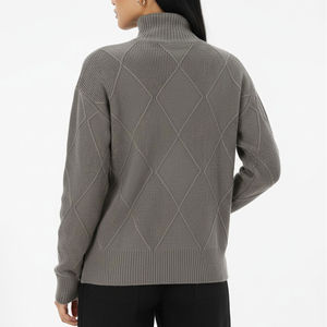 Suéter de Invierno de Primera Calidad con Logotipo Personalizado para Mujer, Estilo Vintage, Corte Regular, Cuello Alto, Manga Larga, Botones, Estampado Personalizado - Product Image 2