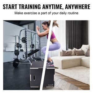 กล่องกระโดดแบบ plyometric ทำจากไม้สีดำขนาด30/24/20นิ้วกล่องกันลื่นสำหรับออกกำลังกายฟิตเนสในบ้านห้องออกกำลังกาย - Product Image 6