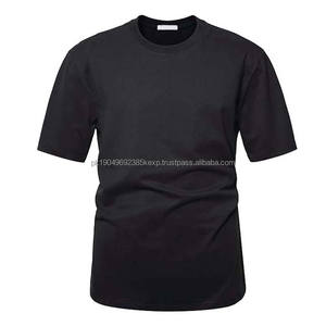 T-shirts de qualité supérieure en coton respirant à manches courtes et col rond, couleur noire personnalisée OEM, pour vêtements pour hommes, tailles grandes - Product Image 1