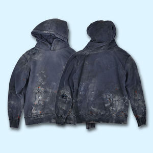 Sweat à capuche oversize effet délavé – Logo brodé personnalisé, pull épais vieilli, streetwear délavé à l'acide - Product Image 1