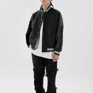 Blouson Bomber Noir Uni Personnalisable pour Homme en Tissu Denim Respirant – Vente en Gros, Pas Cher, Hiver, Streetwear, Fitness – Fabricant - Product Image 6