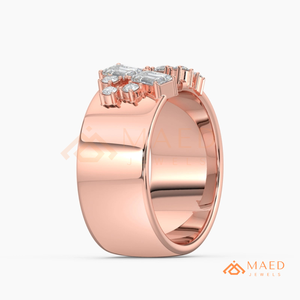 Rose Gold Plated Lab Grown Diamond Wide Band <b>Ring</b> for Women Baguette Cluster <b>Statement</b> <b>Ring</b> Modern Fine Jewelry USA - Product Image 6