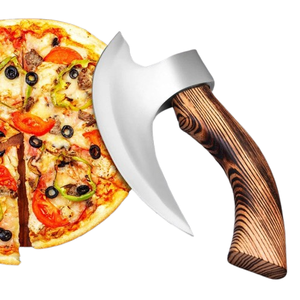 Cuchillo de Pizza para Camping, Hecho a Mano, de Acero Inoxidable, Forjado Industrialmente, Tipo Ulu, con Mango de Madera y Hoja de Acero Inoxidable - Product Image 3