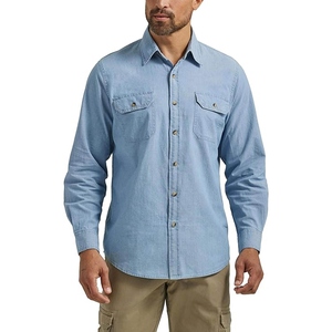 2026 Summer Pure Cotton Denim Short Sleeve Shirt Men Lightweight Breathable Eco-Friendly Anti-Wrinkle Anti-Pilling Vintage - Product Image 4