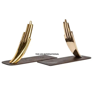 Organizador de Escritorio Metálico, Sujetalibros de Aluminio con Forma de Asta de Ciervo, Acabado Antiguo en Latón - Product Image 3