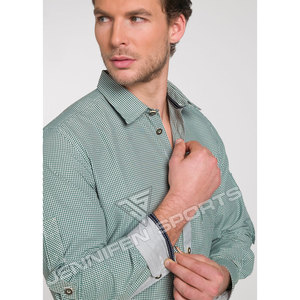 Chemise traditionnelle allemande Trachten 100% coton à carreaux vert et blanc, chemise bavaroise pour homme, chemise Oktoberfest Hemden pour homme - Product Image 3