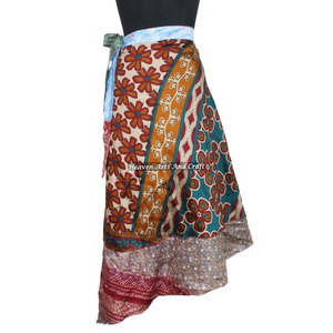 Sexy Bohemian <b>Summer</b> Silk Wrap <b>Skirt</b> for Women Natural Waist 2-Layer Design - Product Image 3