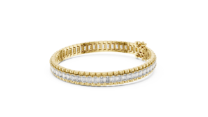Bracelet en diamants baguette dorés pour femmes, bracelet tennis en diamants créés en laboratoire, bijoux en diamants de luxe modernes - Product Image 5