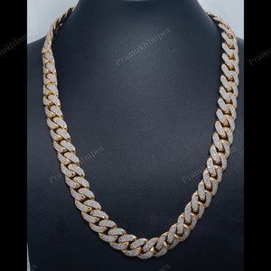 Cadena Cubana de 15 mm y 23 Pulgadas, Chapada en Oro sobre Plata de Ley 925, Cadena Extensible, Joyería de Lujo Estilo Hip Hop Miami para Hombre - Product Image 3