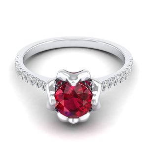 Bague de fiançailles REYES en or 14 carats avec rubis de 1 carat et diamants, cadeau de mariage, bijoux fins pour femme - Prix de gros - Product Image 5