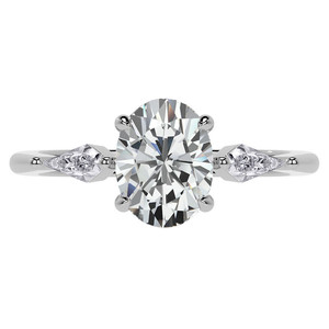 Anillo de Compromiso de Oro Rosa Sólido de 14K con Diamante Cultivado en Laboratorio de Corte Ovalado en Forma de Cometa, 3 Piedras, Certificado IGI, para Mujer, Boda, Compromiso - Product Image 1