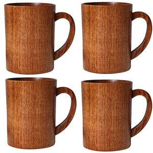 Handmade Wooden <b>Mug</b> With Handle Vintage Style Coffee <b>Tea</b> Cup For Home Camping - Product Image 3