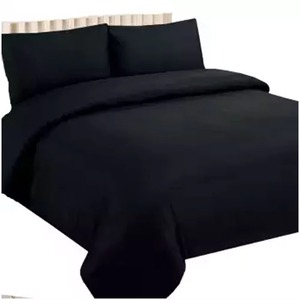 Solid Black 400TC Cotton <b>Comforter</b> <b>Set</b> 3 Piece Plain Woven Home Bedding Machine Washable <b>Comforter</b> <b>Sets</b> - Product Image 1