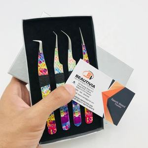 แหนบต่อขนตาแบบมืออาชีพด้ามจับเพชรปลายแหลมสเตนเลสสตีลทนทานผ่านการทดสอบด้วยมือพร้อมโลโก้ตามสั่ง - Product Image 5