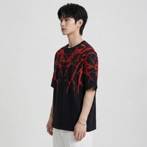 Camiseta de Hombre Personalizada OEM, Premium, 100% Algodón, Oversize, Hombros Caídos, Estampado Gráfico, Cuello Redondo, Manga Corta, Informal, Tejida - Product Image 3