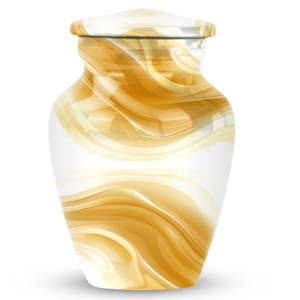 โกศโลหะลายหินธรรมชาติขอบเงินขัดเงาสำหรับเก็บเถ้ากระดูก - Product Image 2