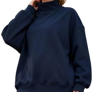 Sweat-shirt unisexe en molleton à col montant surdimensionné pour femme, avec logo personnalisé, fabriqué au Pakistan, respectueux de l'environnement, avec logo sur le devant. - Product Image 1