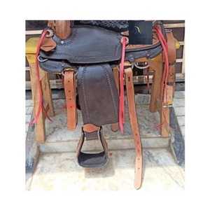 Brown Leather Western Barrel Racing Horse Saddle Floral <b>Hand</b> Carved Black Suede Seat Latigo Straps With Tack Set 10" -18" Inch - Product Image 3