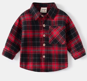 Chemise en flanelle pour garçons, décontractée, à carreaux, 100% coton, respirante, écologique, manches longues, avec poche, bébé, tout-petit - Product Image 5