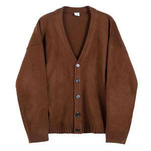 2026 Autumn/Winter V-neck Knit <b>Men's</b> Single Breasted Solid Color Sweater <b>Cardigan</b> <b>Men's</b> Loose Casual <b>Long</b>-sleeved Coat - Product Image 4