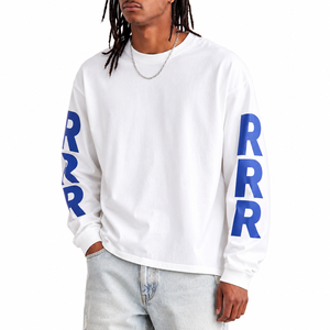 Wholesale Custom Cotton Boxy Oversized Graphic Print T-<b>shirts</b> Waffle Knit Short <b>Thermal</b> Long Sleeve Unisex - Product Image 1