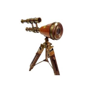 Télescope de bureau antique en laiton nautique avec double baril et support fabricants de télescopes classiques vintage Inde - Product Image 3