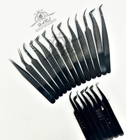 Pince à épiler professionnelle noire au plasma avec logo personnalisé pour extensions de cils, nouvelle collection de pinces à épiler pour cils avec pointes en fibre