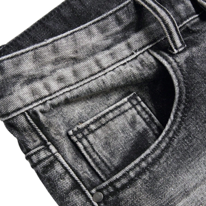Pantalones Cortos de Mezclilla Negros para Hombre, Lavados, Desgastados, Casuales, de Verano, Cintura Media, Largura hasta la Rodilla, Cinco Bolsillos, Estilo Urbano, 100% Algodón - Product Image 3
