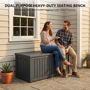 Boîte de rangement extérieure en résine verrouillable de 150 gallons, étanche et résistante aux intempéries, pour coussins de patio et outils de jardin - Product Image 5