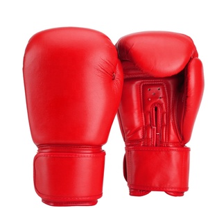 Gants de boxe professionnels en cuir PU 14 oz avec logo personnalisé, motif imprimé rouge et noir, tailles personnalisables en usine, pour arts martiaux - Product Image 4