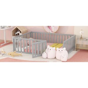 Letto a giorno in legno grigio a grandezza naturale con recinzione per bambini (vecchio SKU WF289662AAE) - Product Image 3
