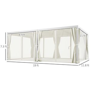 Gazebo e padiglione in Pergola da Patio 12x19 in alluminio con 2 tetti a lamelle regolabili e reti per tende impermeabili da combattimento UV - Product Image 3