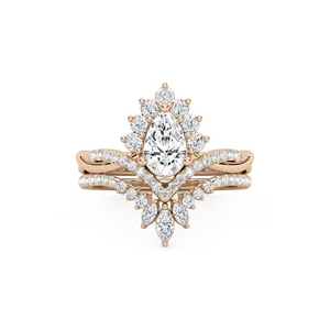 Anillo de compromiso de diamantes con diamantes marquise y redondos en los laterales, diseño ornamental en oro rosa, oro blanco, oro amarillo, elegante - Product Image 1