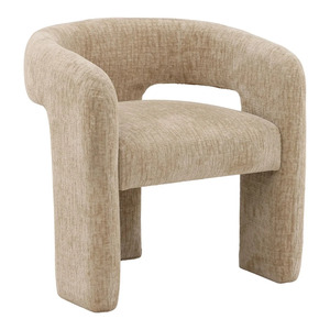 Silla de Comedor Moderna Acolchada, Sillón Tapizado, Silla Lateral de Tela Beige, Muebles para el Hogar y Hoteles - Product Image 1