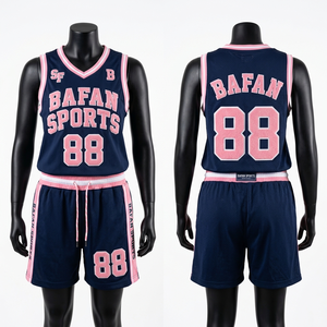 Ensemble de basket-ball en maille respirante 185 GSM bleu-gris avec logos d'équipe personnalisés sublimés – Tenues pour femmes - Product Image 2