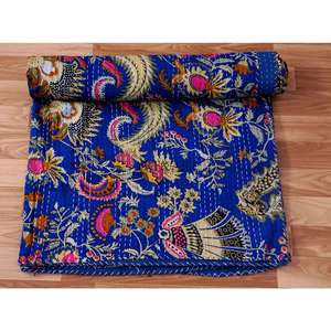 Edredón Kantha Bangali Vintage, Hecho a Mano en India, Reversible, de Patchwork, Cómodo, de Alta Calidad, 100% Algodón - Product Image 5