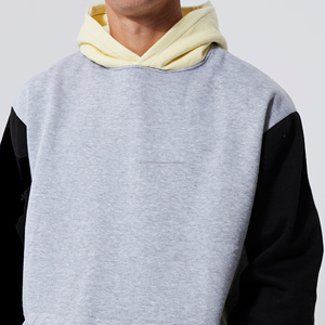 Sudadera con capucha holgada alta y alta para hombre, Sudadera con capucha de lana de algodón con bloque de color personalizado a la moda de gran tamaño de calidad premium Vintage para hombre - Product Image 2