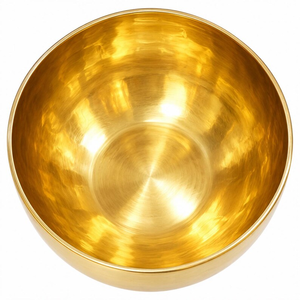 Bol chantant artisanal en laiton doré avec marteau en bois, bol sonore traditionnel pour la méditation, le yoga, la pleine conscience et la guérison sonore - Product Image 2