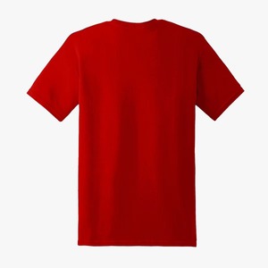T-shirt à manches courtes pour homme, couleur rouge unie, col rond, coupe classique, style décontracté en coton tricoté - Product Image 3